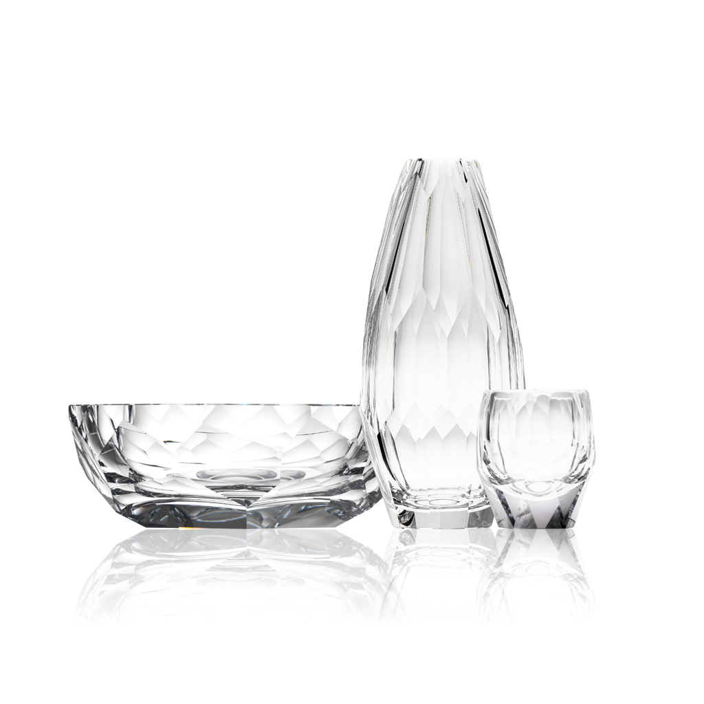 CRYSTAL WATER GLASSES LINES DESIGN ALL BLACK - Bohemia Crystal - Original  crystal from Czech Republic.