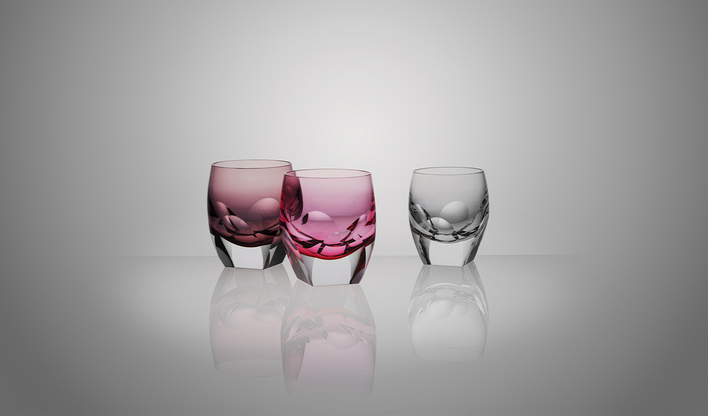 Liqueur and shot glasses of crystal Moser glass