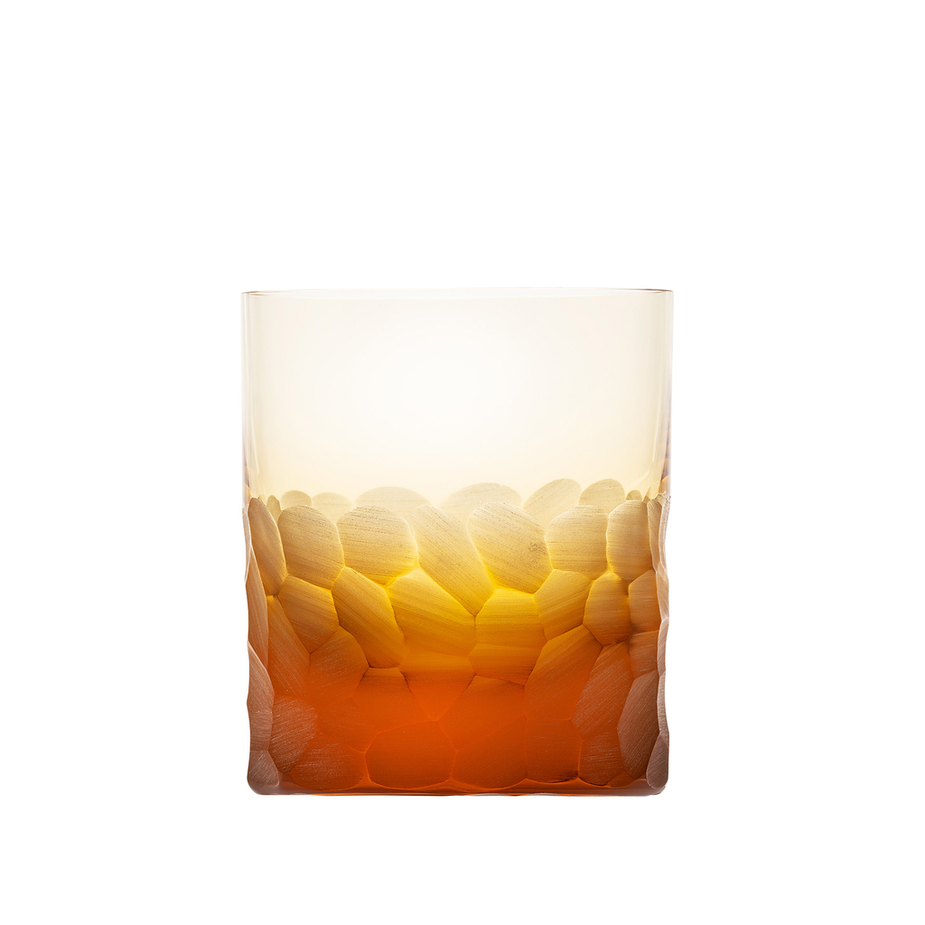 Orange Bohemian crystal 370 ml whisky glass by Moser