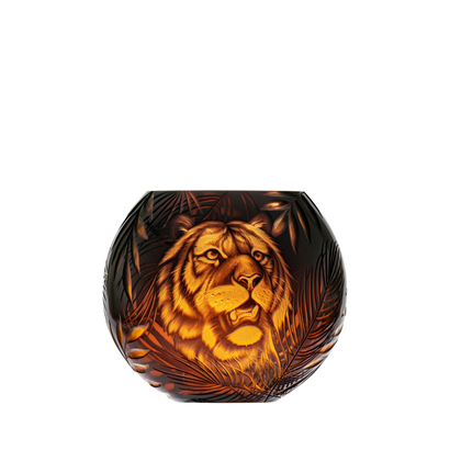 Beauty vase with tiger engraving, 13 cm