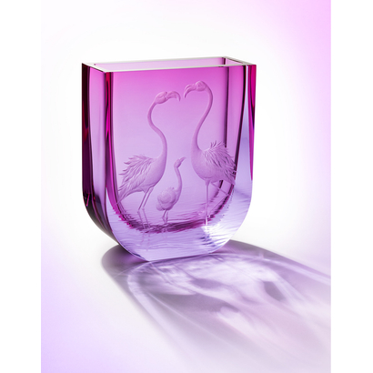 Four Seasons vase with Flamingos engraving, 24 cm