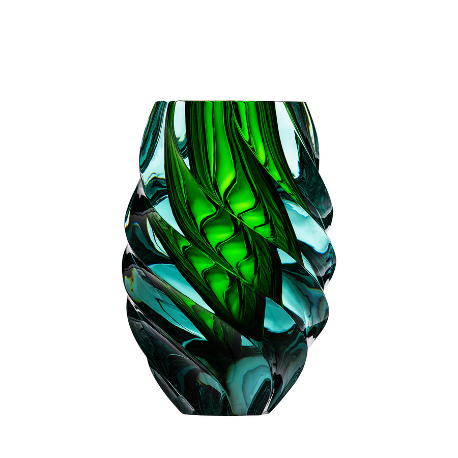 Green Bohemian crystal limited series cut vase Twist by Moser