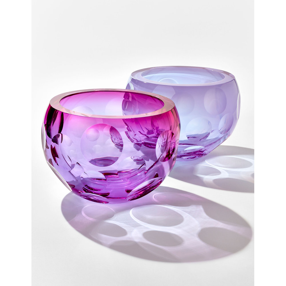 Handcut Bohemian crystal bowl by Moser Bubbles collection