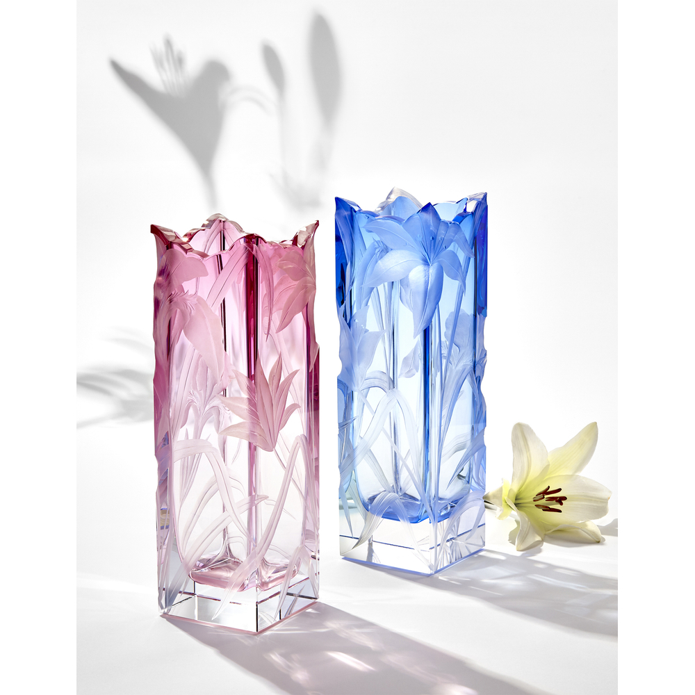 Irises vase from hand-cut, engraved Czech crystal by Moser