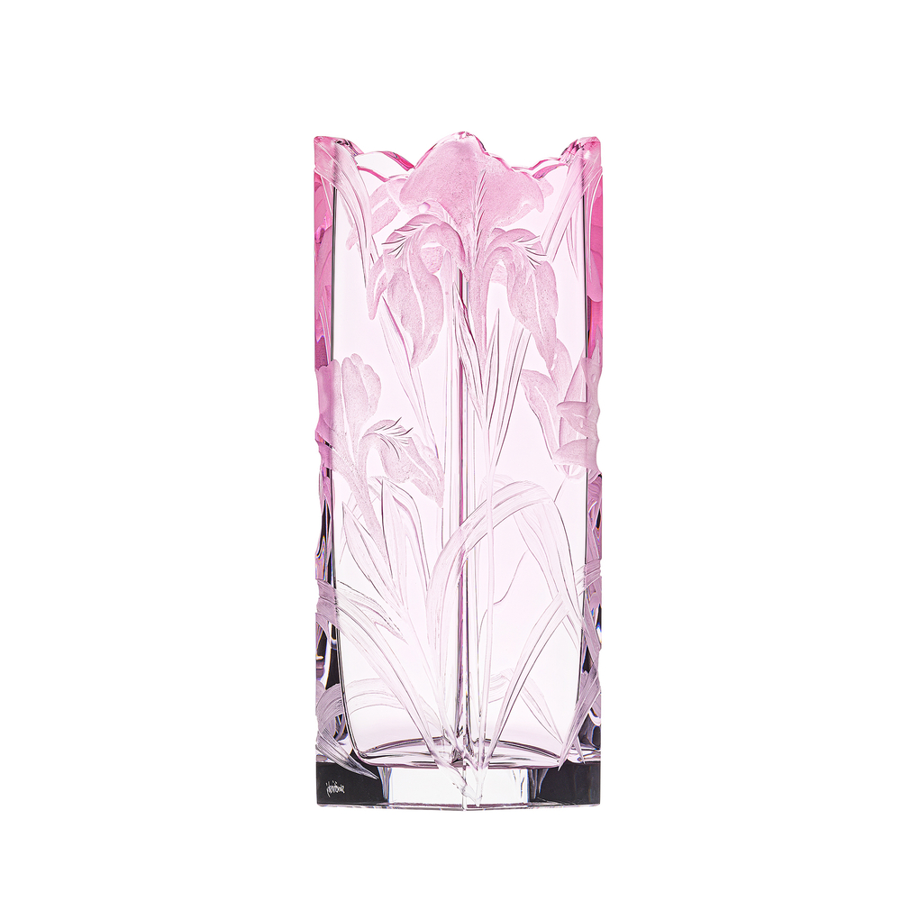 Rose Irises vase from handcut, engraved Czech crystal by Moser