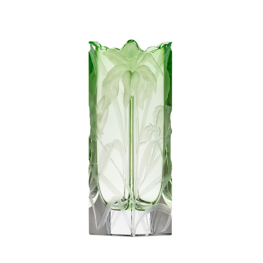Irises vase from handcut, engraved Czech crystal by Moser