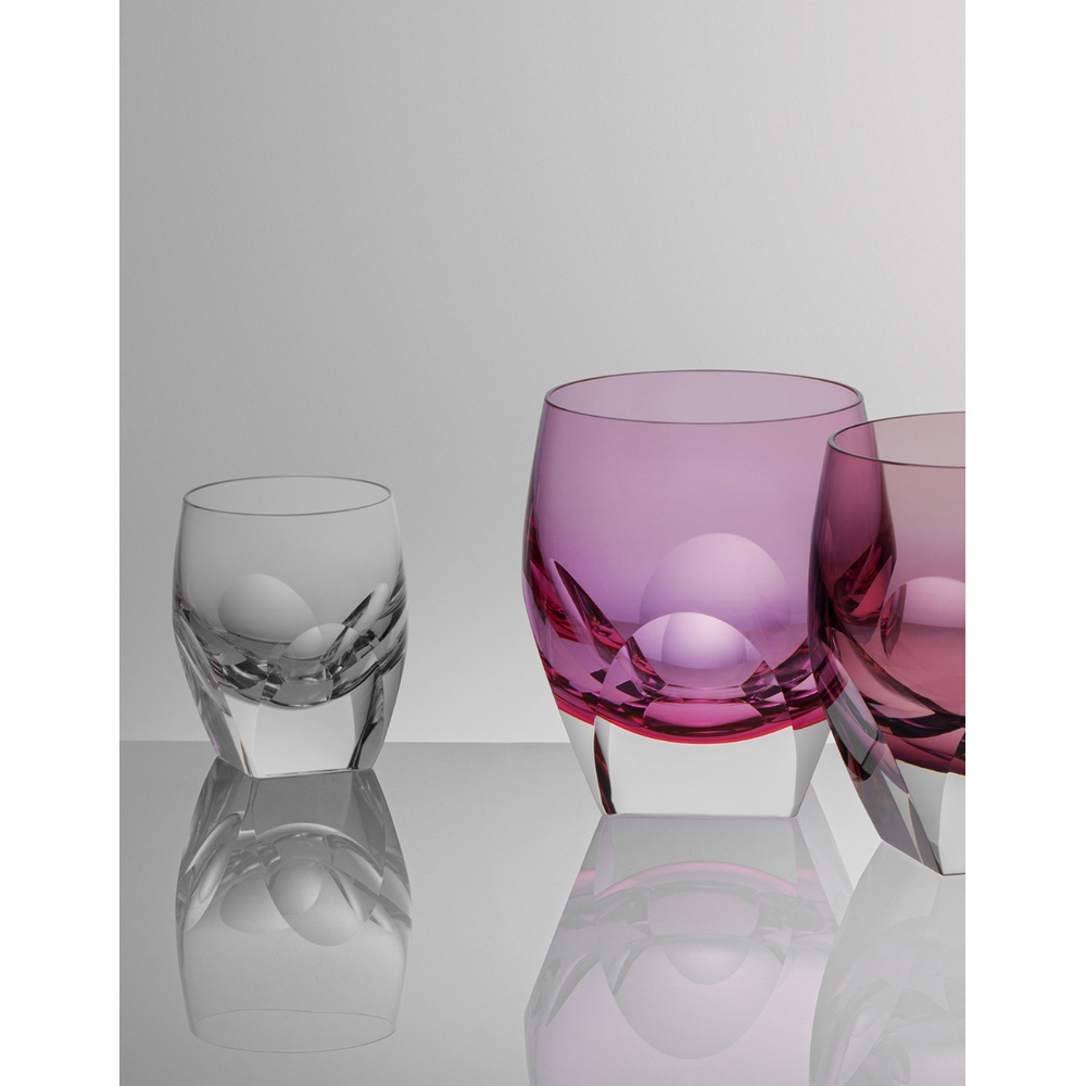 Bohemian crystal glass set of a hand-cut carafe (750 ml) and two glasses  (310 ml) by Moser