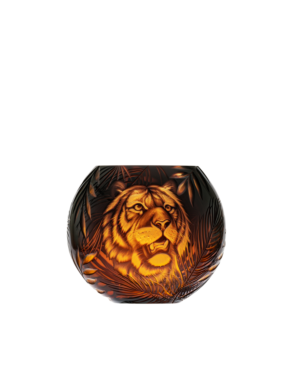 Beauty vase with tiger engraving, 13 cm