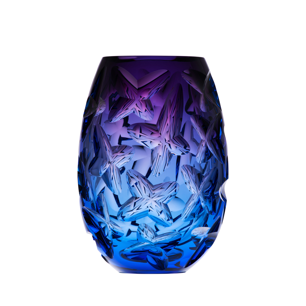Crystal blue-purple Clouds Vase by Moser