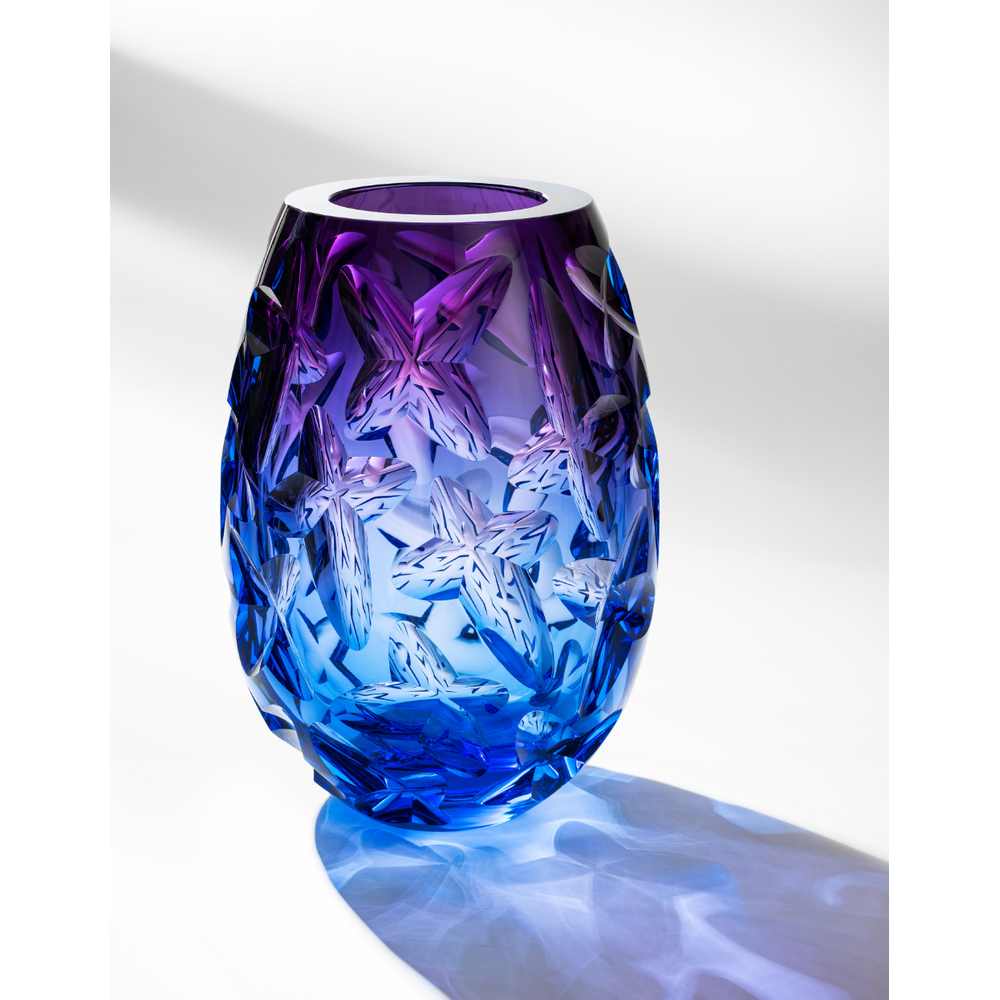 Crystal blue-purple Clouds Vase by Moser
