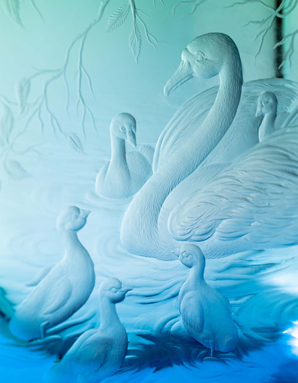 Four Seasons vase with swan engraving, 24 cm - gallery #3