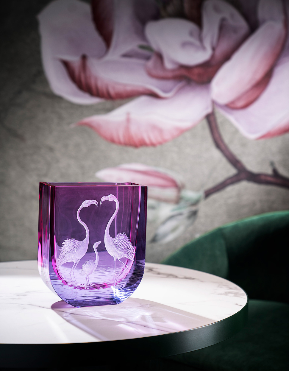 Four Seasons vase with Flamingos engraving, 24 cm - gallery #3