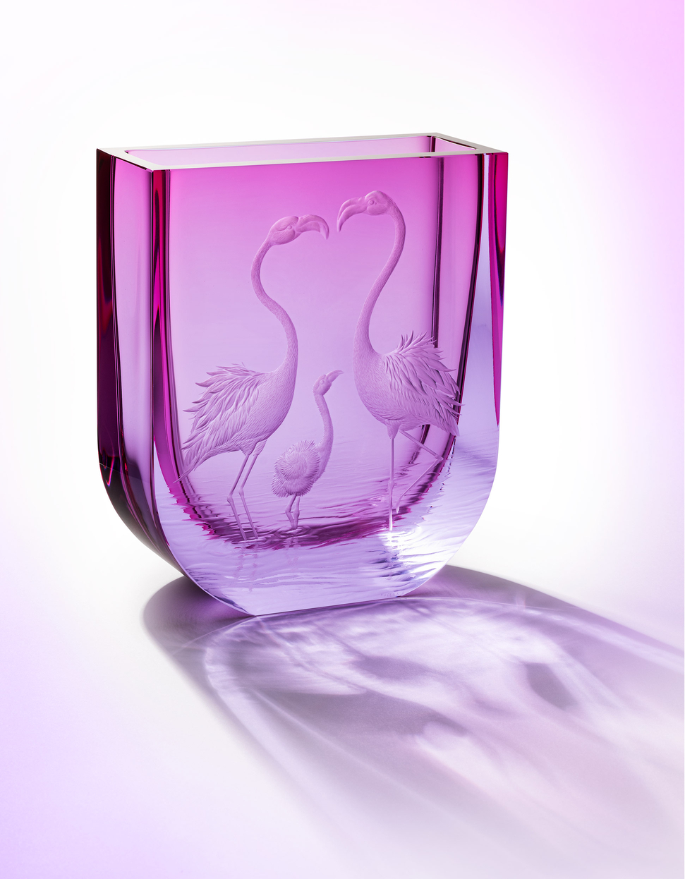 Four Seasons vase with Flamingos engraving, 24 cm - gallery #1