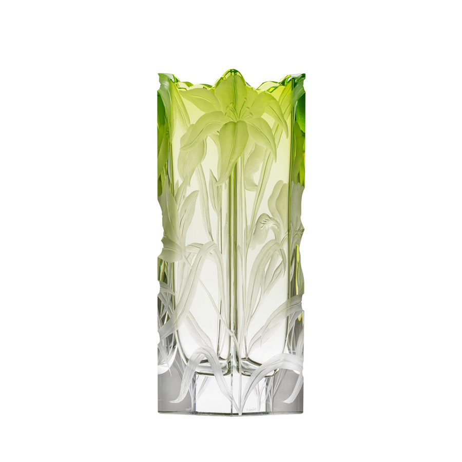 Irises vase from handcut, engraved Czech crystal by Moser