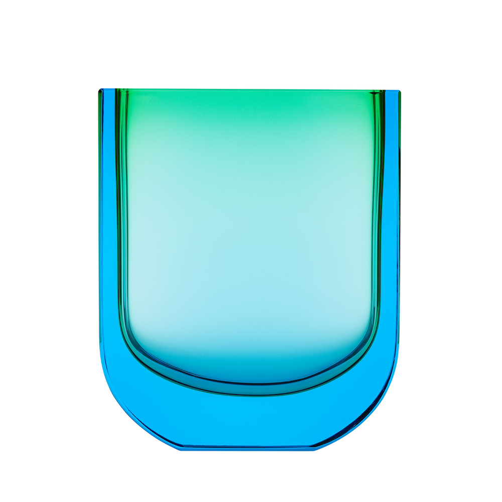 Blue green Bohemian crystal vases from the Four Seasons