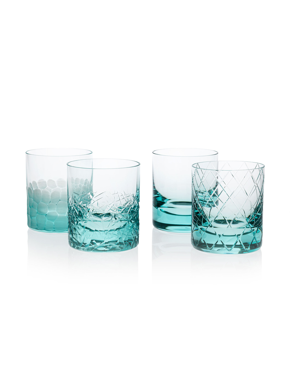 Whisky Set tumblers, 370 ml, varied cuts – set of 4 pieces