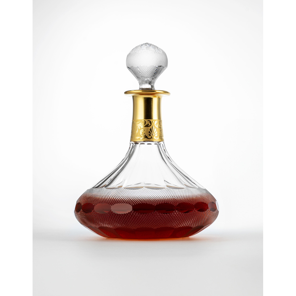 Bohemian cut crystal ship decanter 750 ml by Moser