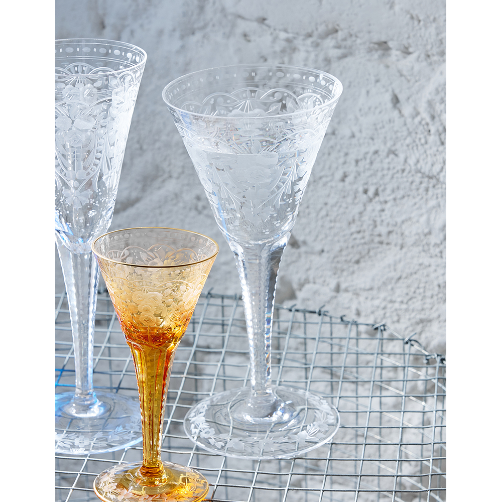 Decorated Czech crystal wine glass (220 ml) by Moser