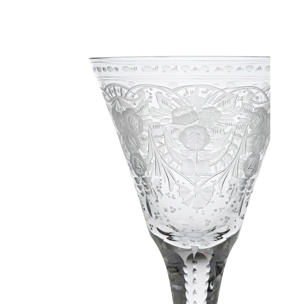 Decorated Czech crystal wine glass (220 ml) by Moser
