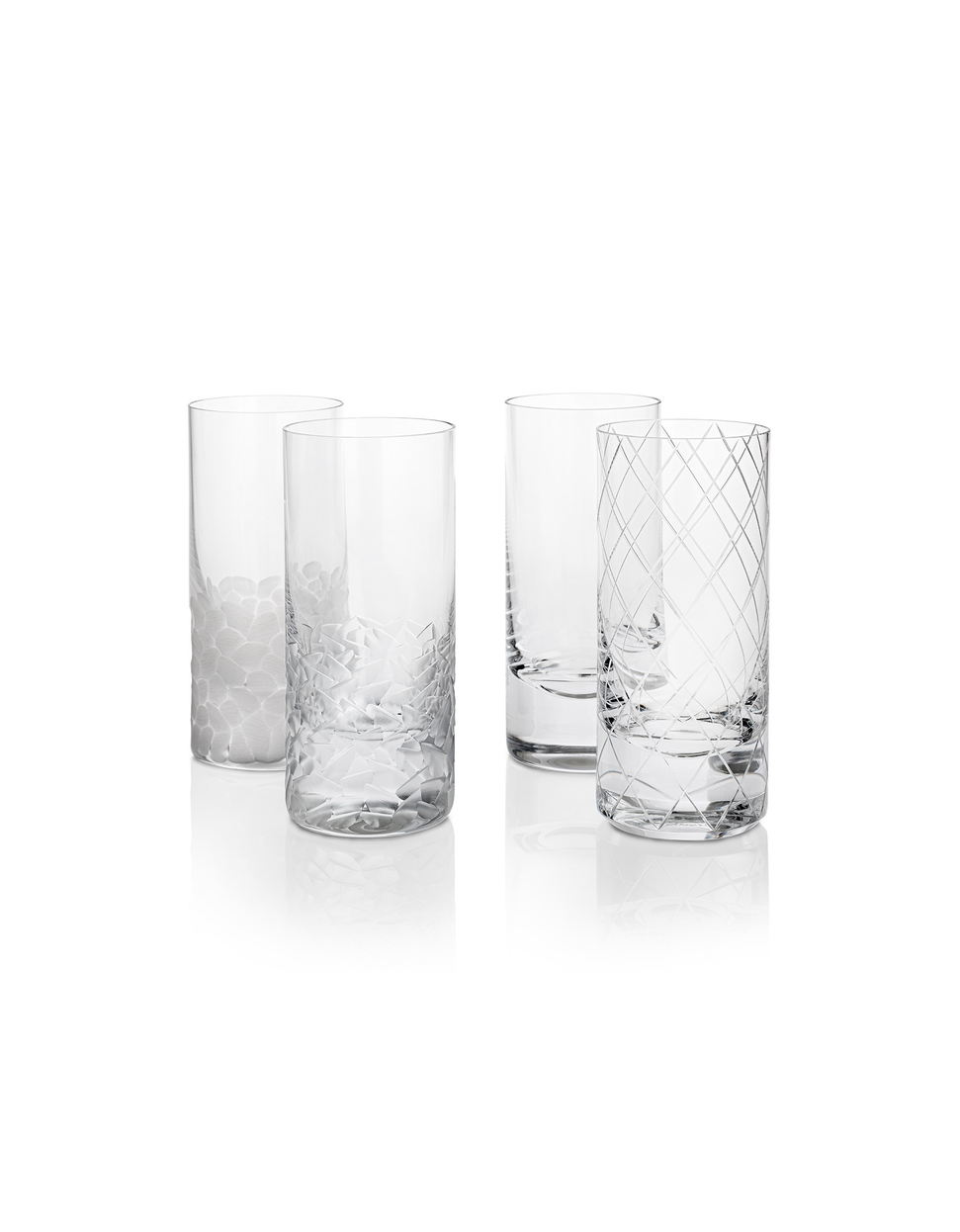 Whisky Set highballs, 330 ml, varied cuts – set of 4 pieces